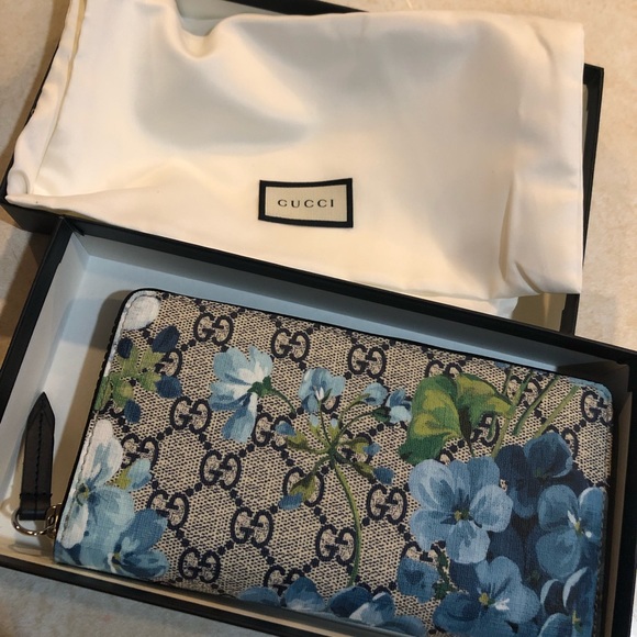 Gucci Handbags - Blue Floral Monogram Gucci wallet